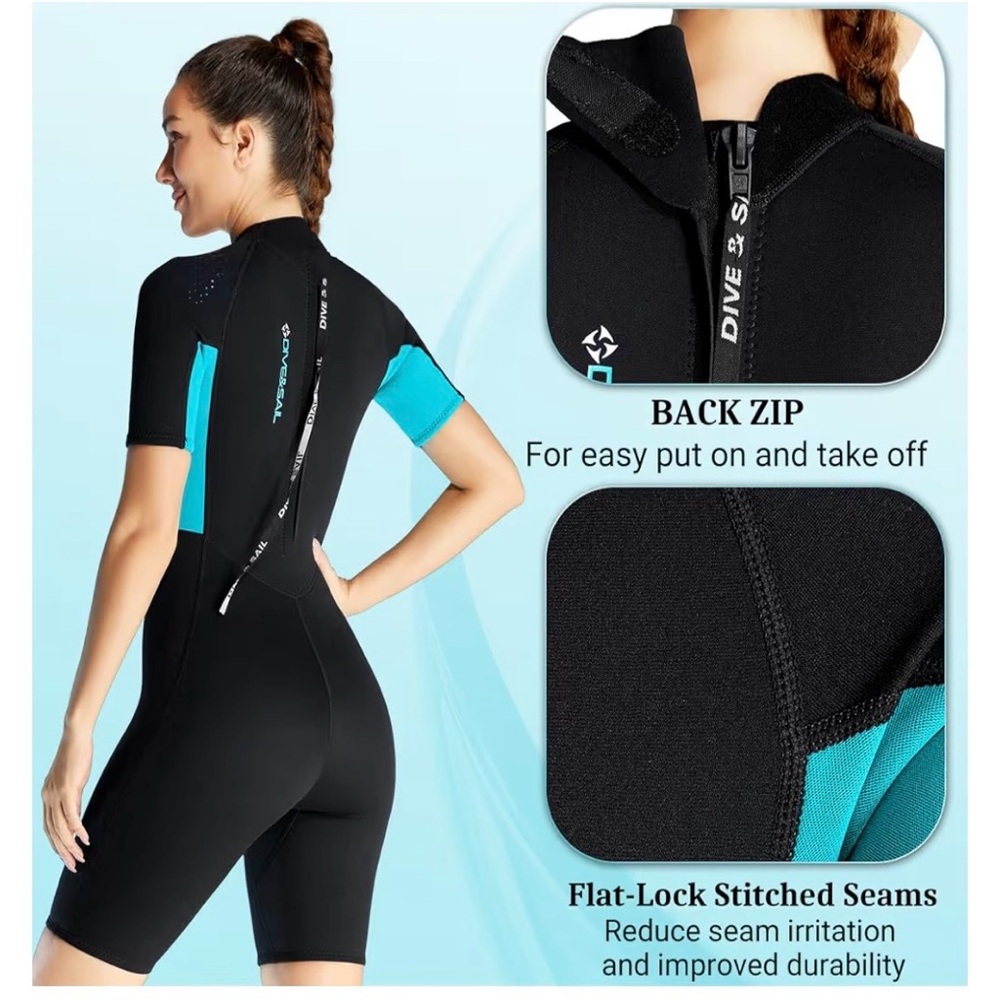Shorty Wetsuit Men Women 1.5mm Neoprene Back Zip Wetsuit Spring Suit - Size 2XL - Picture 4 of 9